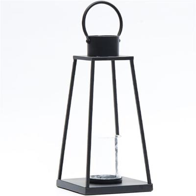 China Home Decoration Manufacturer Supplier Black Led Iron Metal Lanterns With Candle ForWedding decoration at home for sale