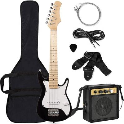 China Basswood 30in Kids Electric Guitar Beginner Starter Kit With 5W Amplifier Strap Case Strings Picks for sale