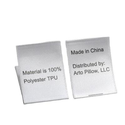 China Sustainable White Satin Ribbon Double Side Garment Care Label Woven Label for sale