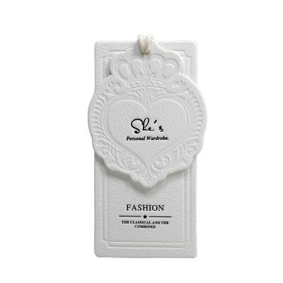 China Recyled Luxury Recycled Garment Labels Embossed Custom Printing Hang Tag Special Cardboard Brand Name Hangtags For Clothing Own Logo for sale