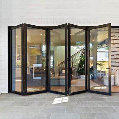 China Heat Insulation Aluminum Bi Folded Door With Glass Low-E for sale