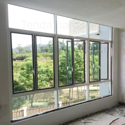 China Magnetic Screen Double Glazed Aluminum Frame Casement Window for sale