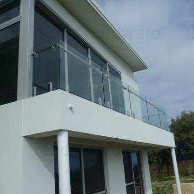 China Modern Top Mounted Glass Balcony Railing With Frosted Glass for sale