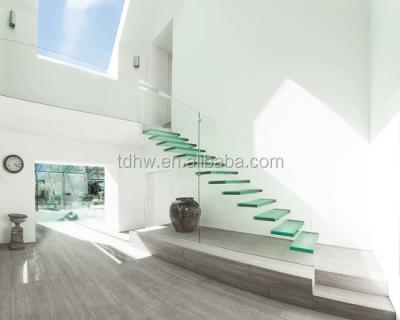 China Indoor Floating Tempered Glass Stairs With Laminated Glass Tread for sale