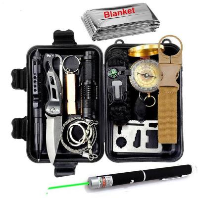 China TIANRUN 13pcs Waterproof Emergency Camping Adventure Survival Tool Kit Kit with H13 Carabiner for sale