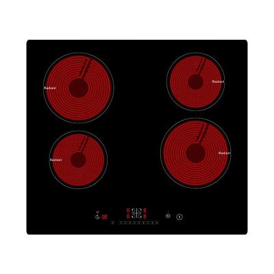 China Power Saving Special Design Cooktop Cooking Stove Infrared Heating Stone Four Burner Free Spare Parts Ceramic Built-in Infrared Glass Large Cooktop for sale