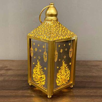 China Retro Ramadan Led Iron Small Wind Lamp Theme Party Supplies EID Mubarak Ramadan Lantern Home Decoration Handicraft Ornaments for sale