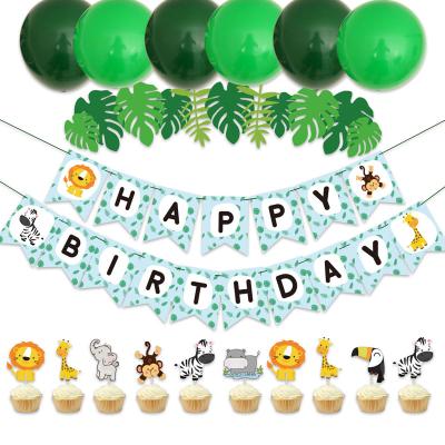 China Party Decoration Jungle Animals Themed Happy Birthday BannerJungle Party Balloons Party Supplies Sets for sale