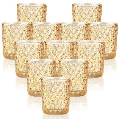 China 12 Pcs Amazon Decoration Empty Nordic Glass Candle Holder Home Glass Candle Holders 2021 New Design For Party Decor for sale