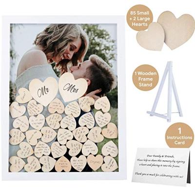 China Paper Wedding Guest Drop Top Frame Wedding Guest Book Alternative Blank White Hearts Hinged Easy Table Wedding Guest Book for sale