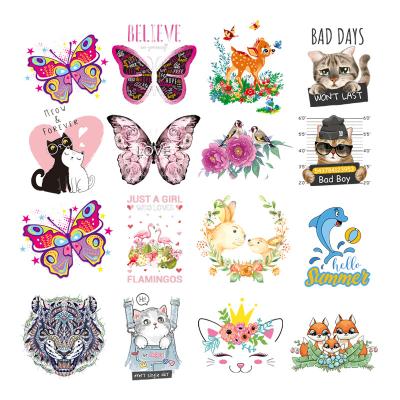 China 2022 New Washable Custom Girl Love Cat Tops Appliqued Vinyl DIY Animal Heat Transfer Stickers Iron On Patches Print On Clothes T-shirt for sale