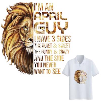 China Fashion Washable Lions Thermal Iron On Patches Clothing Tops Diy Vinyl Heat Transfer Appliqued Stickers Heat Print By Household Irons for sale