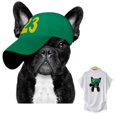 China Soft Touch Black Dog With Hat Transfers For Apparel Stripes Heat Press Appliqued Diy Accessories Heat Transfer Stickers Print On T-Shirt for sale