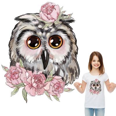 China Soft Touch Cartoon Owls Pattern Transfers For Diy Thermal Appliqued By Vinyl Fashion Heat Transfer Apparel Patches Animal Stickers for sale