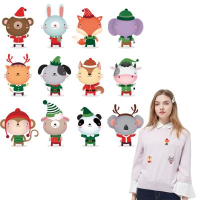 China 12Pcs/Sheet Soft Touch Animal Patches Cute Heat Transfer Diy Appliqued Vinyl Heat Print By Household Irons Fashion ClothesIron On Patch for sale