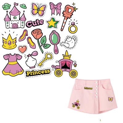 China Princess Washable Set Letter Patterns Patches Clothing DIY Decoration Cute New Accessory Washable Print On T-shirt Sticker For Clothing for sale