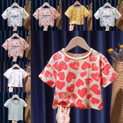 China High quality breathable children's leisure baby style T-shirt little girl simple short sleeve cotton shirt wholesale for sale