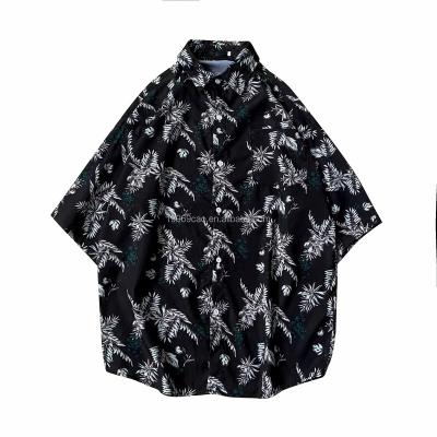 China Custom Men's Hawaiian Shirt Anti-pilling Shirt Casual Silk Print Neckline Men's Spandex Shirt for sale