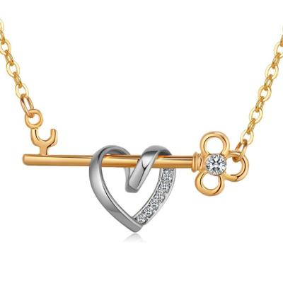 China Korean popular fashion diamond-encrusted key with heart-shaped pendant necklace for sale