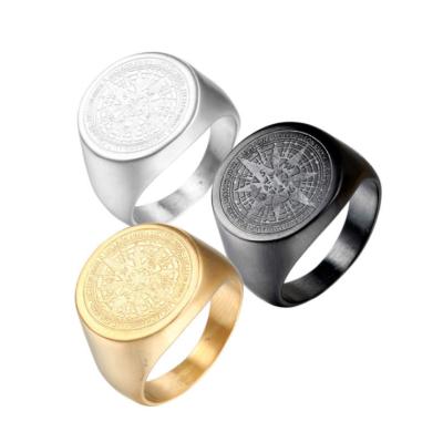 China Fashion Popular Hot Selling Compass Shape Titanium Steel Rings For Men for sale