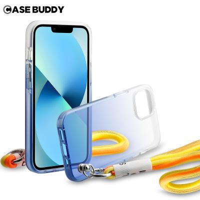 China CaseBuddy Bestselling Gradient Shockproof Design Single-color Shockproof Heavy Duty Phone Case with Rope for iPhone 14 13 12 11 Pro Max for sale