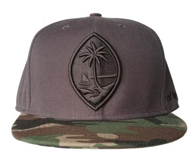 China COMMON Custom Camouflage Visor 6 Panel Snapback Hat Supplier , Gray Color 3D Embroidery Snapback Hats for sale