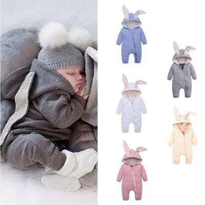 China Washable Jumpsuit Bunny Ear Long Sleeves Hooded Newborn Playsuit Cotton Rabbit Ears Toddlers Clothes Jumper Rompers Baby Romper for sale