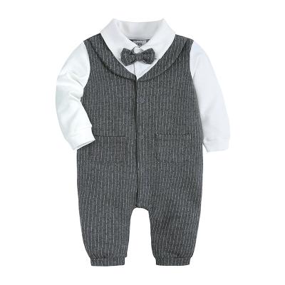 China Breathble Comfy Formal Style Gentleman Amenities Bow Tie Newborn Birthday Party Clothes Babies Boy Romper for sale