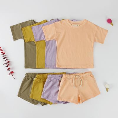 China New Girls Summer Casual Clothing Sets Short Sleeve Tops Shorts Fashion 2pcs Kid Girls Outfits Sets Casual Babies Clothes Sets for sale