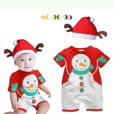 China Breathble Cozy Newborn Baby Clothes Cute Romper Christmas Baby Jumpsuit With Hat for sale