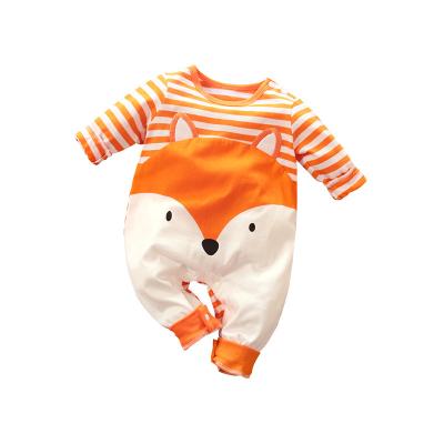 China Orange Striped Loungewear Baby Clothes Baby Animal Romper Fox Cartoon Print Long Sleeve Autumn Spot Custom for sale