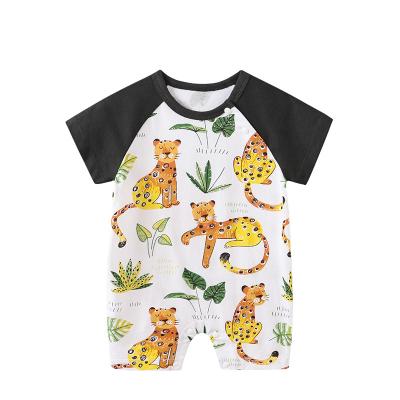 China Fashional Summer Short Sleeve Baby Onesie Baby Onesie Print Cotton Fabric Cartoon Animal Print Newborn Baby Clothes for sale