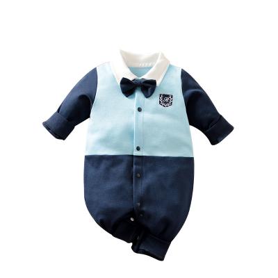 China 100% cotton baby moon full color patchwork clothes gentleman crawling spring suit baby male newborn onesie baby come out dress internet celebrity for sale