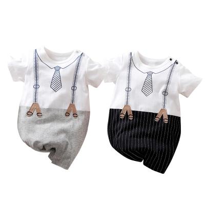 China Wholesale round patch neck pullover baby style cotton romper summer section boy playful thin pure short-sleeved gentleman uniform for sale