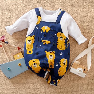 China Wholesale 100% Cute Autumn Cotton Animal Cartoon Tiger Rompers Baby Spring Spot Long Sleeve for sale