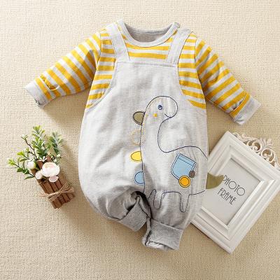 China Cartoon baby clothes long sleeve retro cartoon striped dinosaur hot sale wholesale for sale