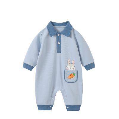 China 2022 Autumn New Baby Clothes Outlet New Pocket Rabbit Cartoon Cotton 100% Cotton 100% Fresh Blue Baby Clothes Small for sale