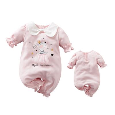 China Cute and Sweet Pink Bow Neckline Long Sleeve Overalls Cute Cartoon Rabbit Spot Support OEM and ODM for sale