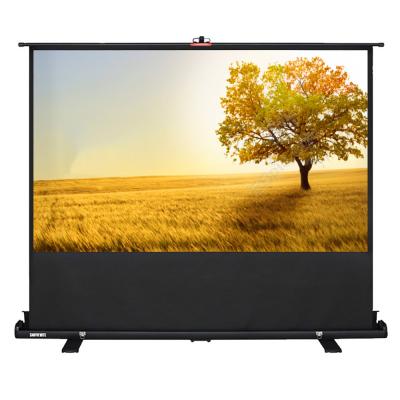 China View Snowhite 60 80 100 Inch 4:3 Manual Pull Up Flood Standing Portable Projector Screen Movie Home Theater Matte White Screen for sale