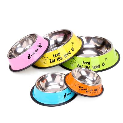 China Sustainable High Quality Multicolor Stainless Steel Water Food Bowls for sale