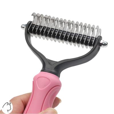 China Pet Grooming Undercoat Rake Comb Dematting Tool Viable Dog Cat Brush for sale