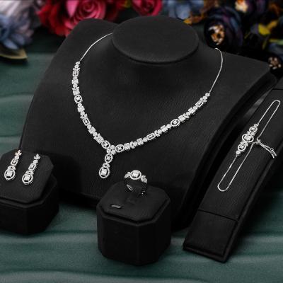 China Environmental Friendly Dubai Bridal Pendant Chain Necklace Set Fashion Wedding Accessories Jewelry Sets AAA Zircon Women Gift Zircon Customized for sale