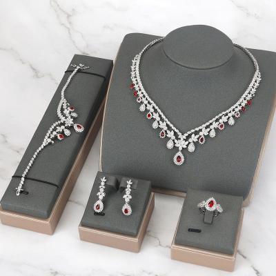 China High Quality Dubai Luxury Color Bridal Necklace Set For Women Zircon Wedding Jewelry Sets Brides Accessories Jewelry for sale