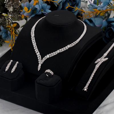 China TRENDY Elegant Dubai Bridal Necklace Sets For Women Cubic Zircon Wedding Jewelry Sets Luxury Bridal Accessories Wedding for sale