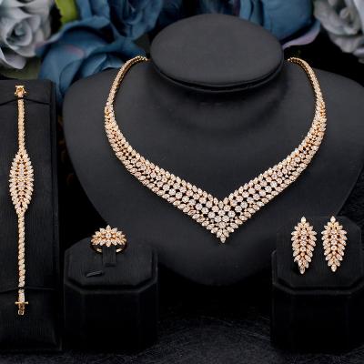 China Luxury Environmental Friendly Jewelry Set For Women Fashion Accessory Cubic Zircon Dubai Necklace Charm Engagement Party Wedding Bridal for sale