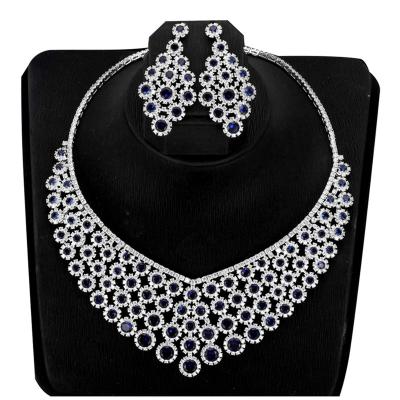 China High Quality Luxury Women's Jewelry Set D.C.A. CZ Indian Elegant Cubic Zircon Colorful Necklace Retro Big Sets Bridal Accessories for sale