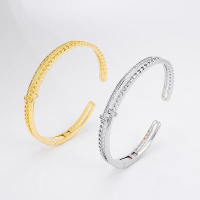 China Trendy Cubic Zircon Bangle Bracelet Trendy For Women Party Daily Fashion Jewelry 2022 Cuff Bracelets Drop Shipping PULSERA for sale