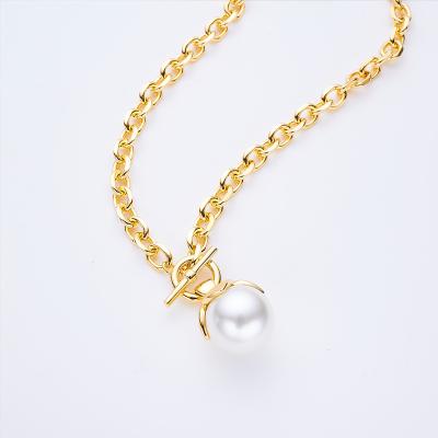 China Environmental Friendly Pearl Necklace For Women Effect Of Wire Drawing Flower Pendant Flower Chain Link Jewelry Oversized Cuban Party Accessories for sale