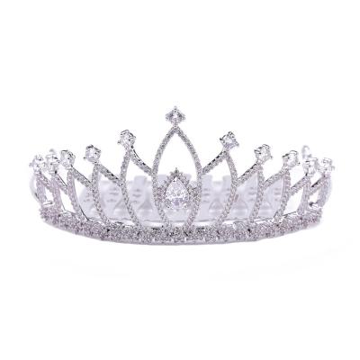 China Fashionable Elegant Luxury Little Girls Tiara Crown With Cubic Zircon Crystal Headwear Dress Cute Gift Hair Accessories Jewelry Baby Kids for sale