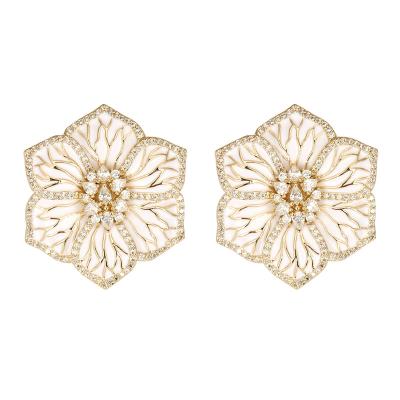 China TRENDY Flower Pear Cut Cubic Zircon Paraffin Oil Enamel Gold Plated Earrings For Women Luxury Indian Jewelry Accessories Drop Shipping for sale